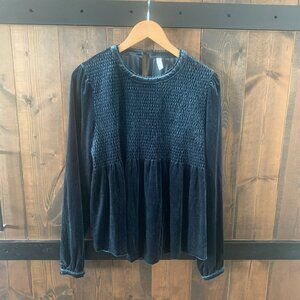 Gentle Fawn Smoked Velvet Babydoll Blouse Whimsigoth Women's Size L
